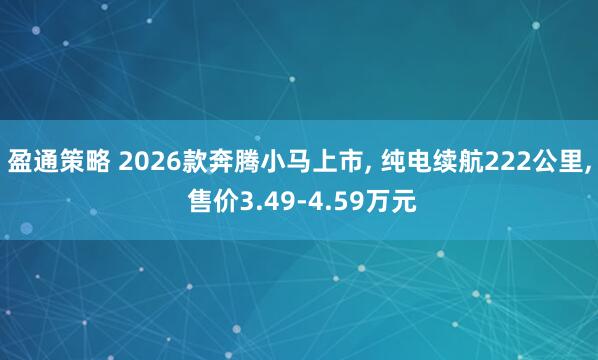 盈通策略 2026款奔腾小马上市, 纯电续航222公里, 售价3.49-4.59万元